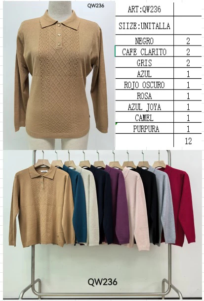 Suéter polo para dama-QW236