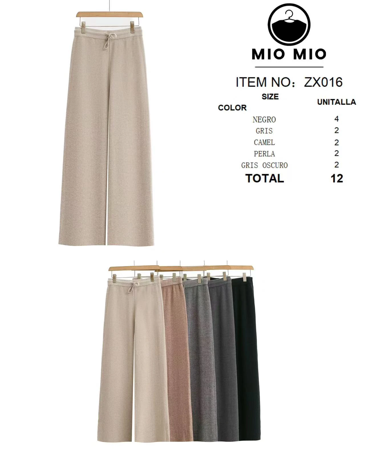 Pantalón de punto palazzo-ZX016