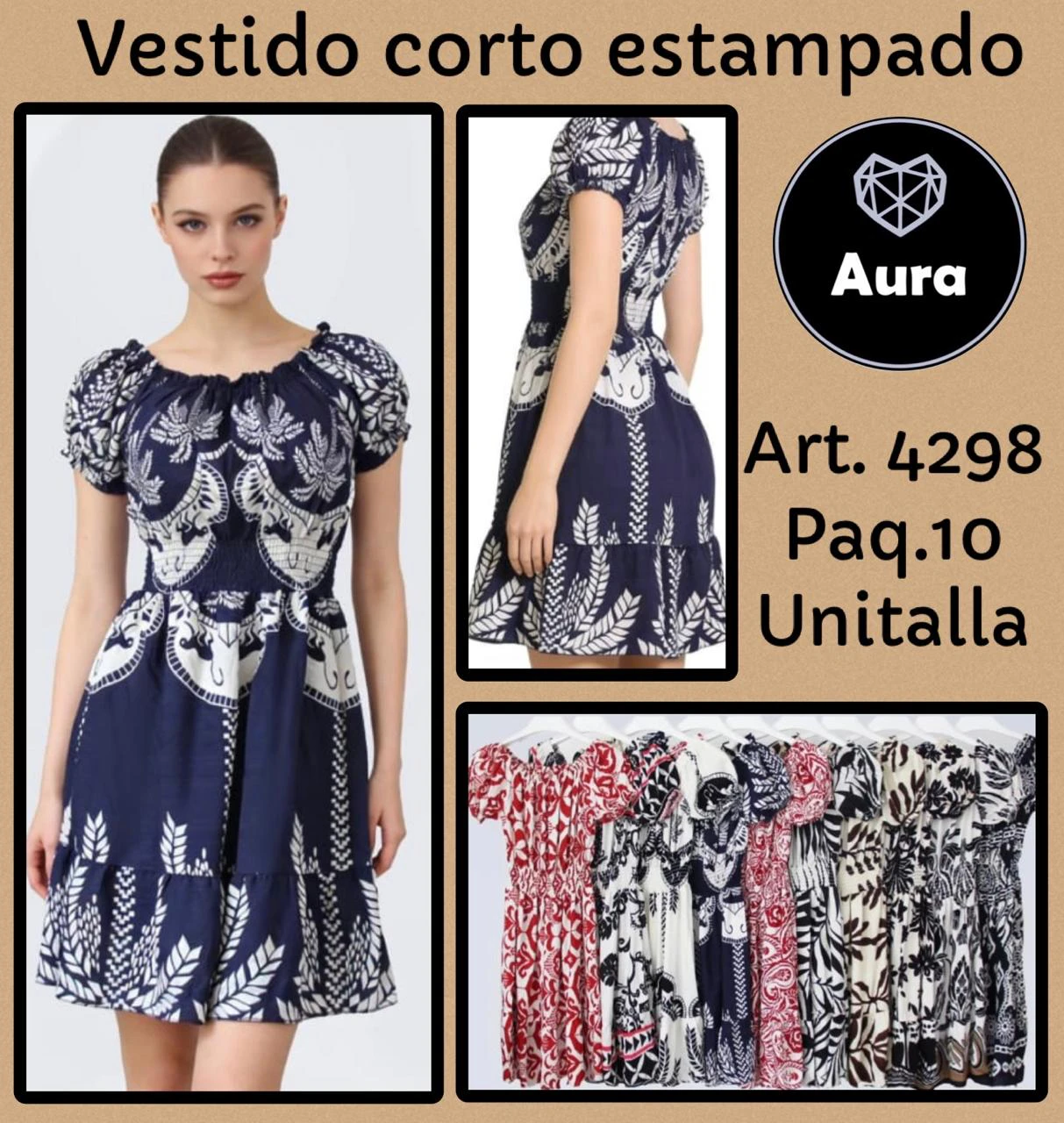 Vestido corto estampado-4298