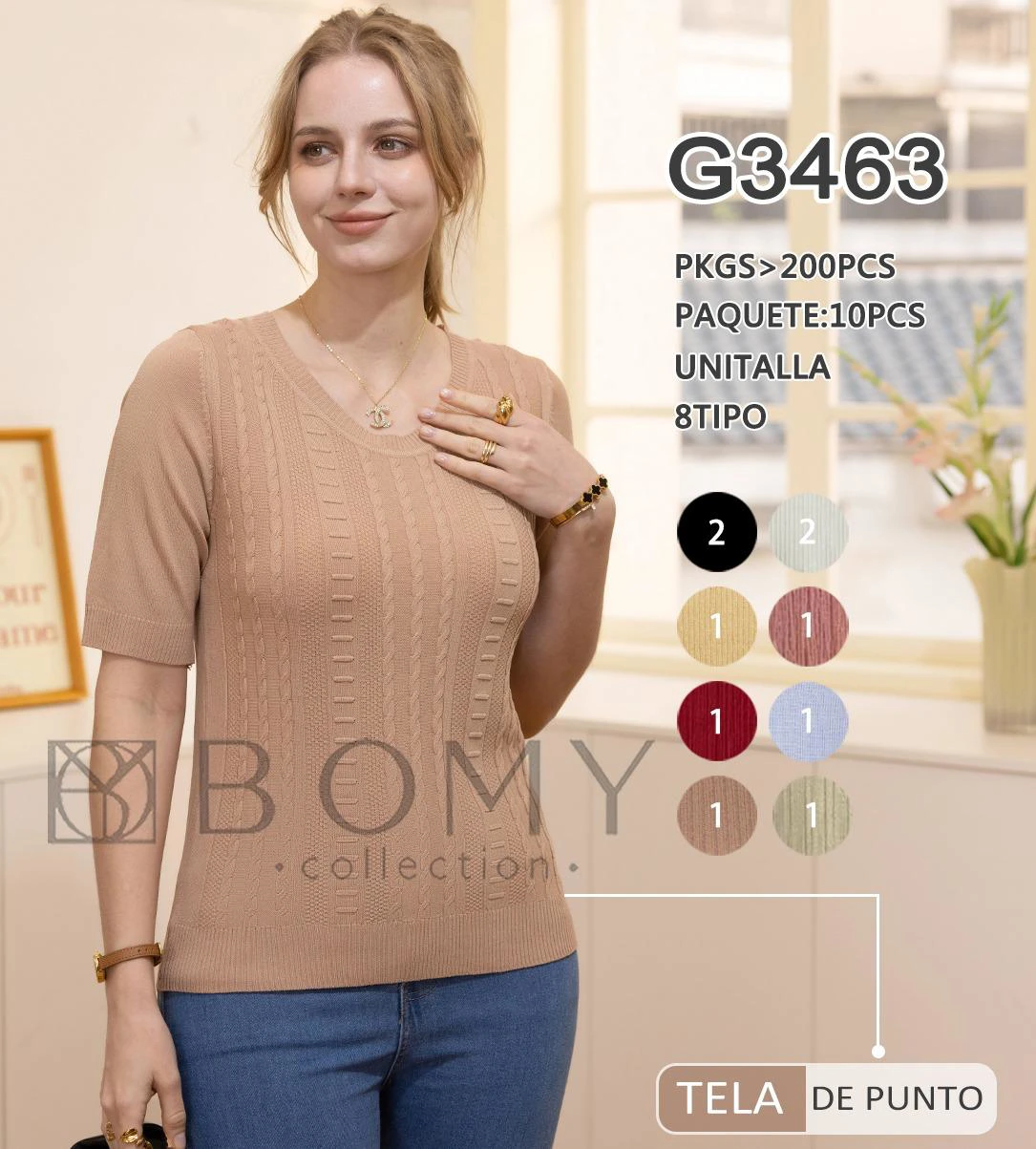 Suéter de Punto de Manga Corta-G3463