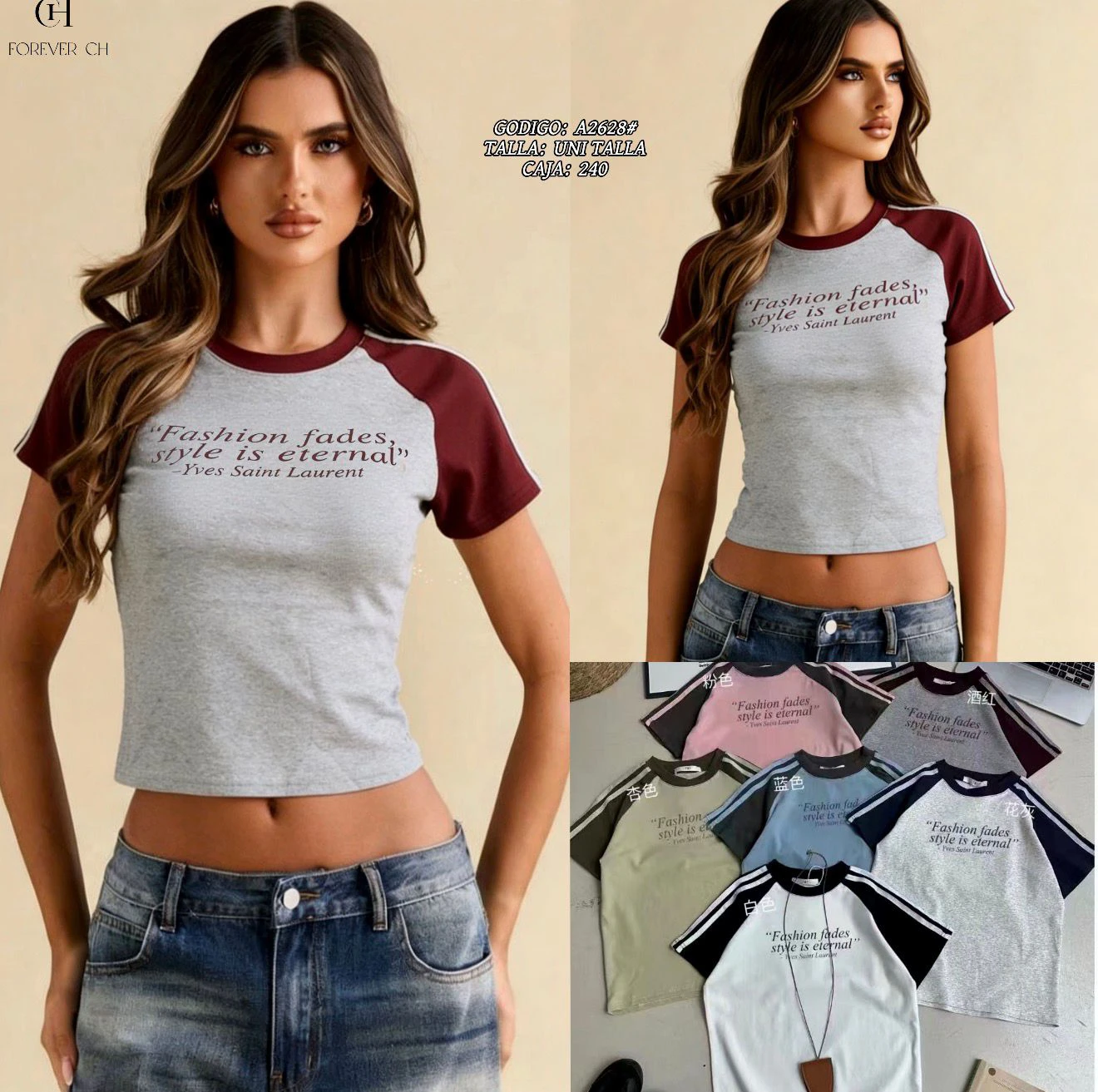 Playera de manga corta con estampado-A2628