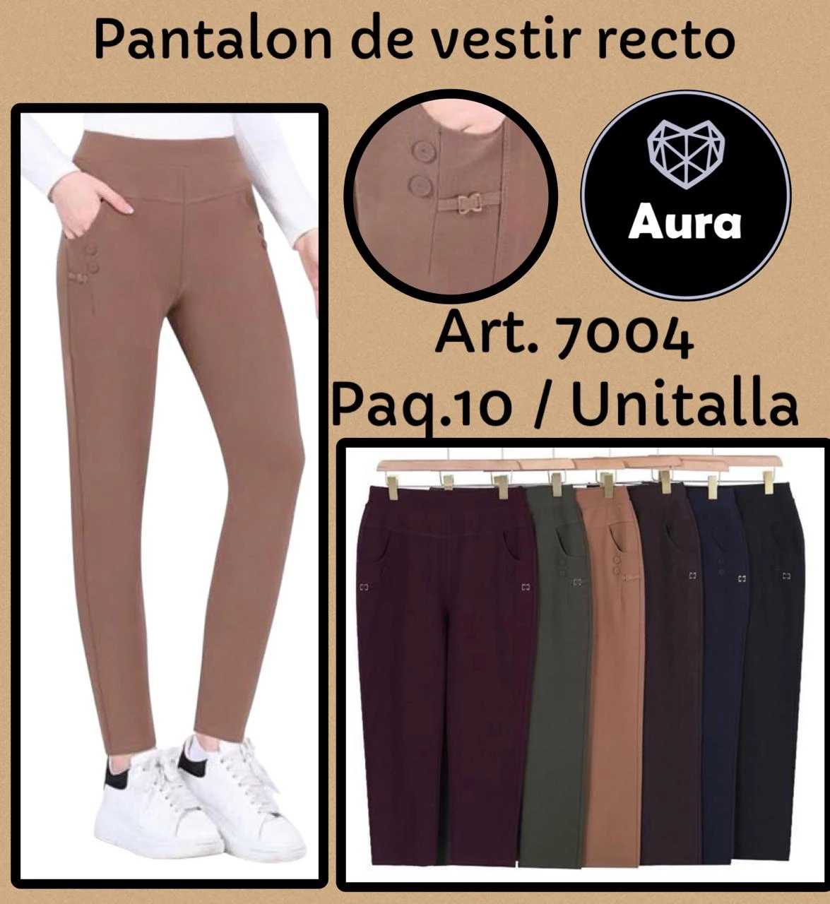 Pantalón de vestir recto-7004