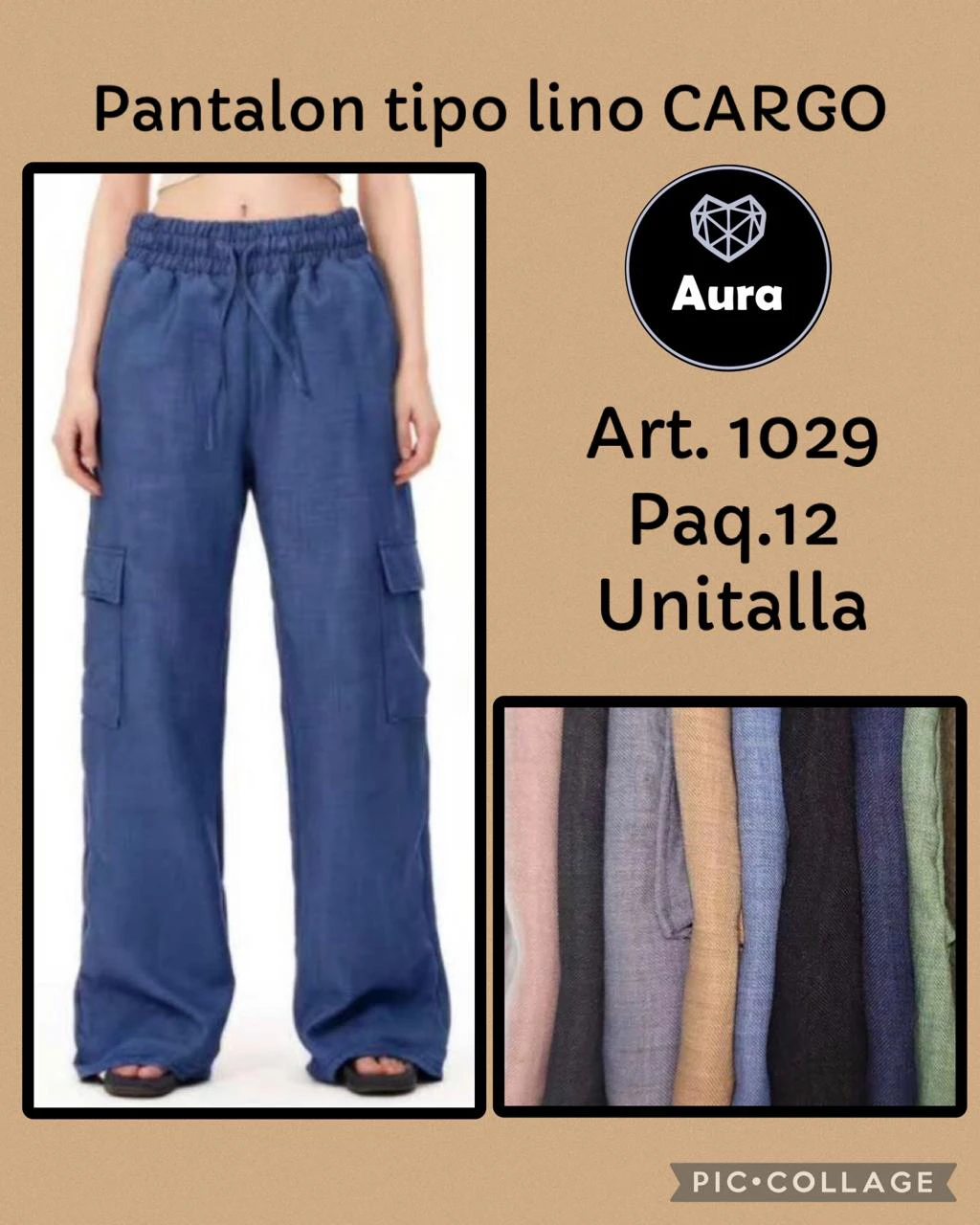 Pantalón tipo lino cargo-1029