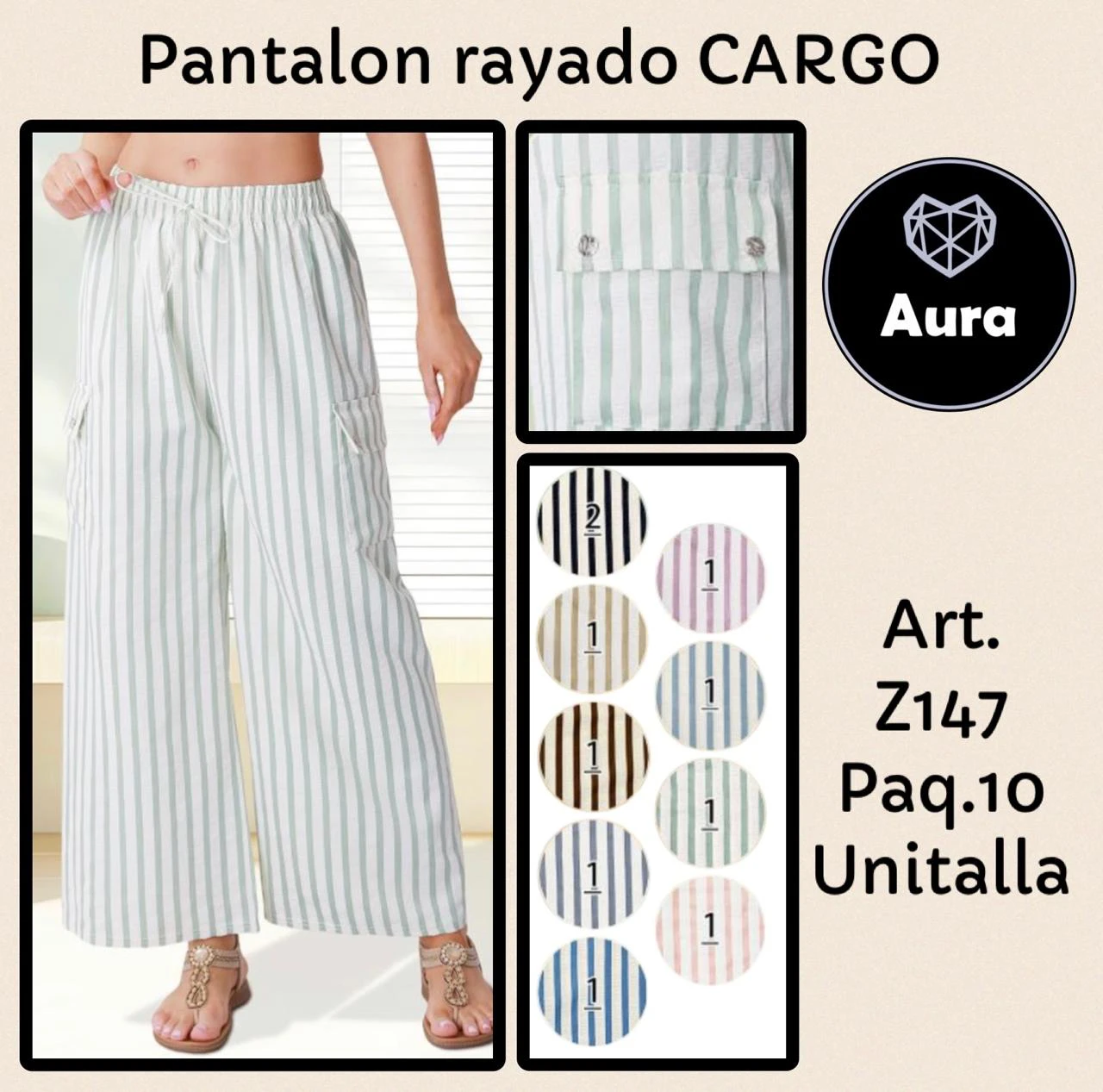Pantalón Cargo Rayado-Z147