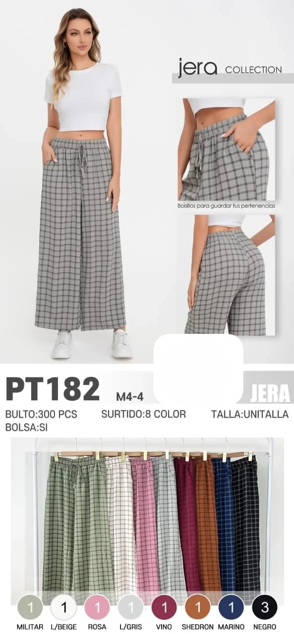 Pantalón palazzo a cuadros-PT182