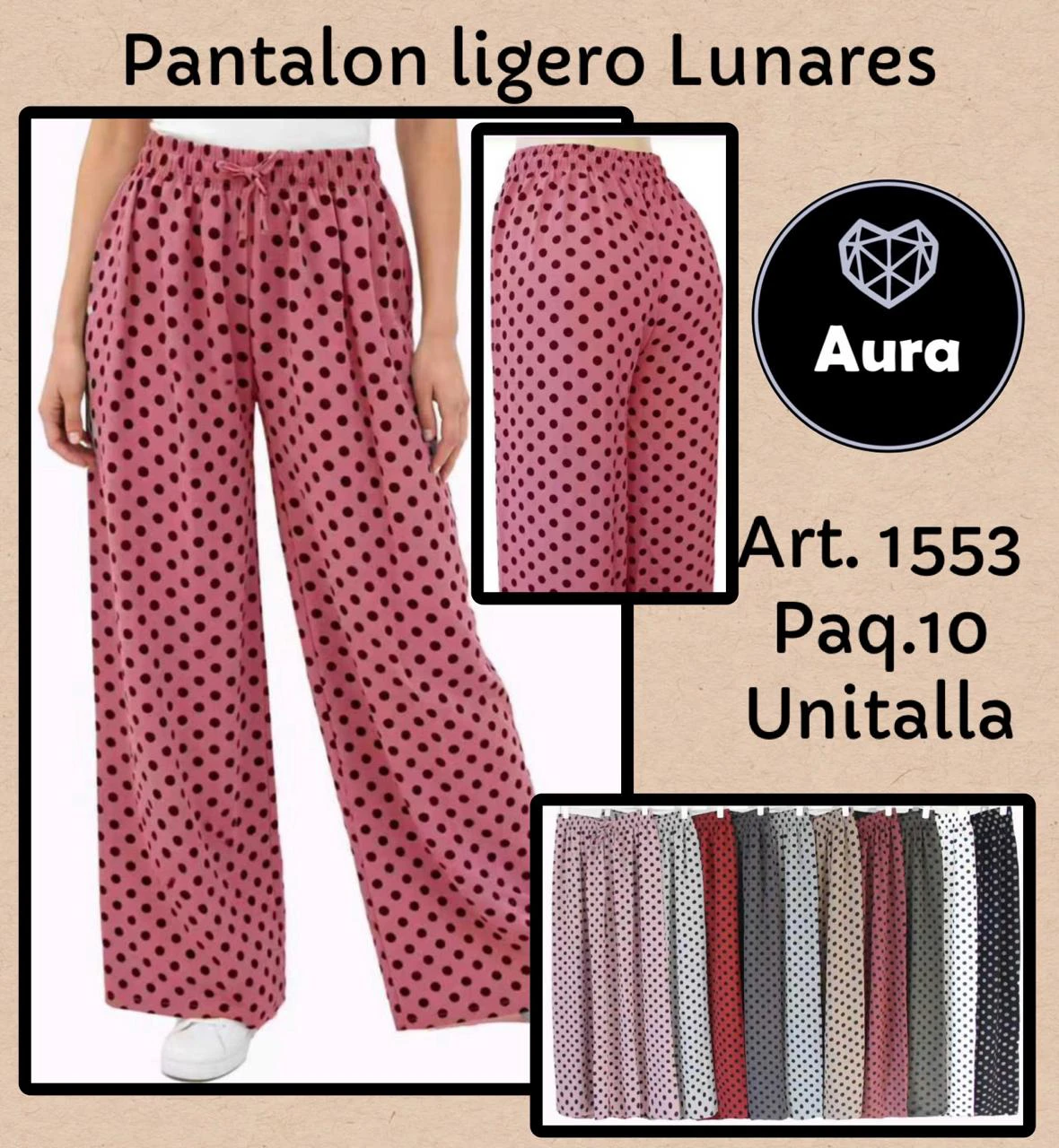 Pantalón ligero de lunares-1553