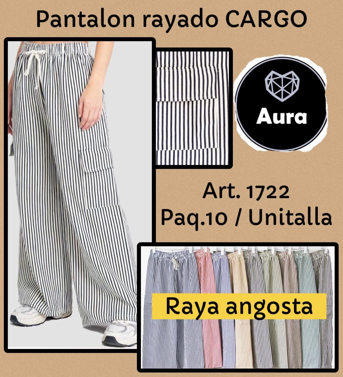 Pantalón cargo rayado-1722