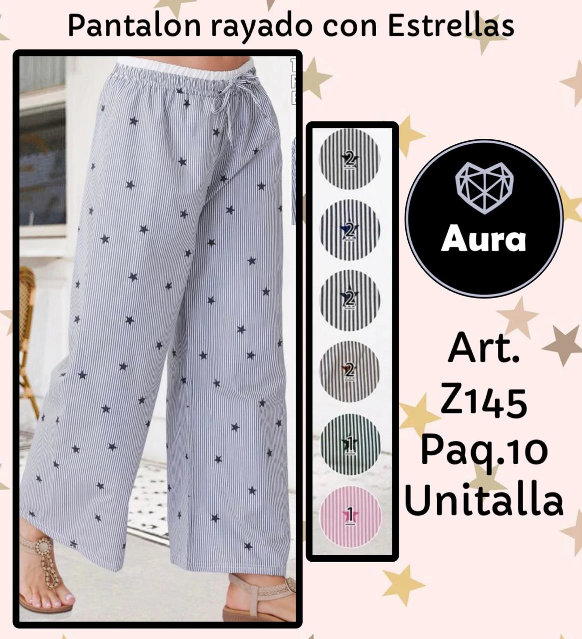 Pantalón rayado con Estrellas-Z145