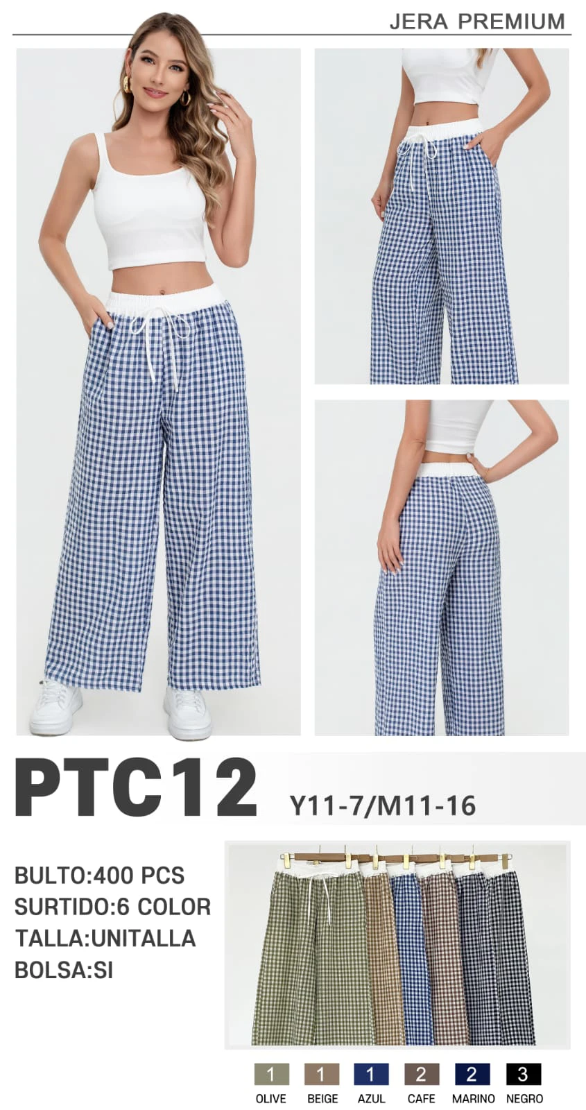 Pantalones a cuadros para mujer-PTC12