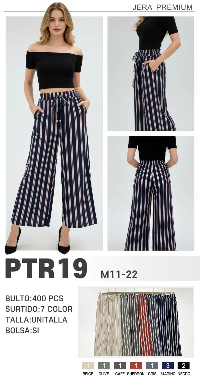 Pantalones Largos de Mujer Estampado Rayas-PTR19
