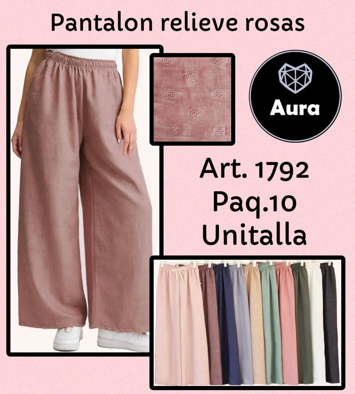 Pantalones de relieve de rosas-1792