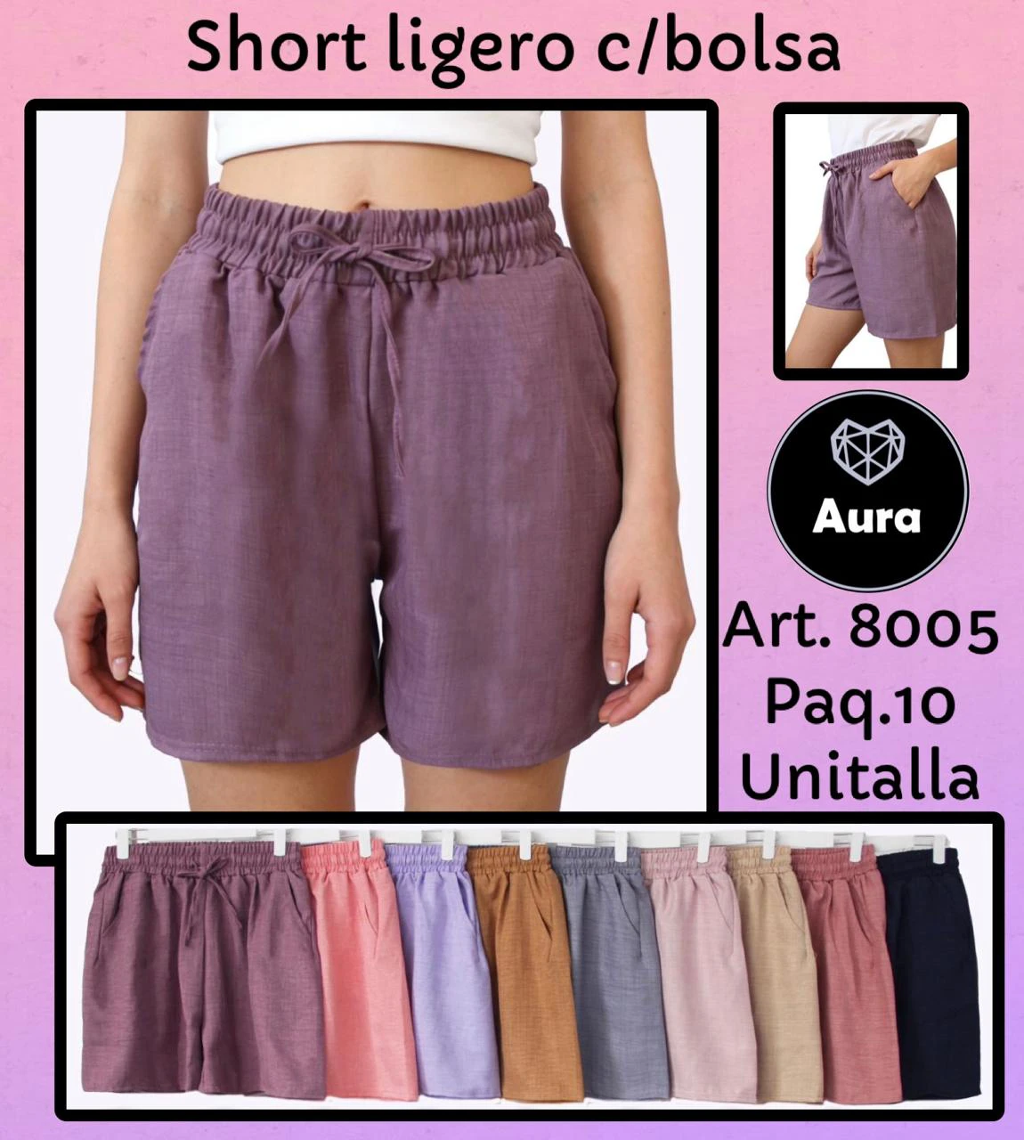 Shorts Ligeros con Bolsas-8005