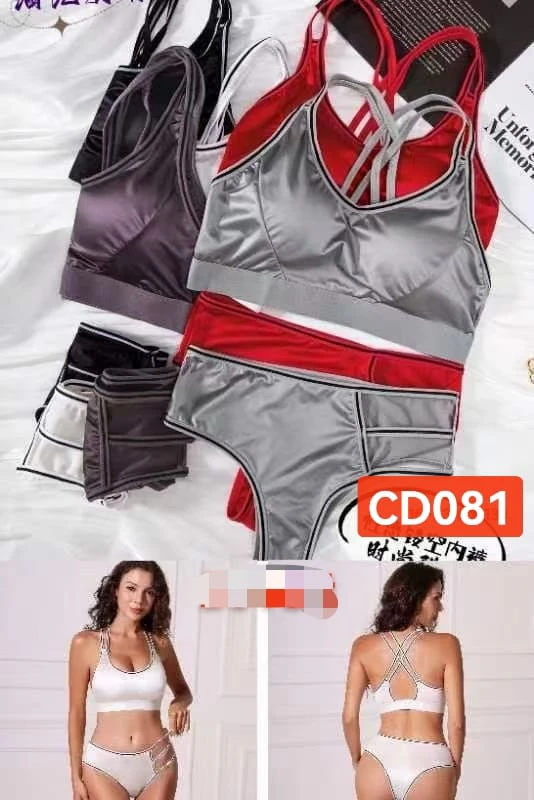 Conjunto de Lencería de Satén con Diseño Deportivo-CD081