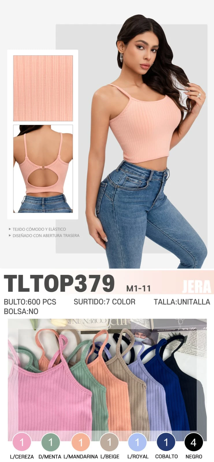Top de tirantes acanalado con espalda abierta-TLTOP379