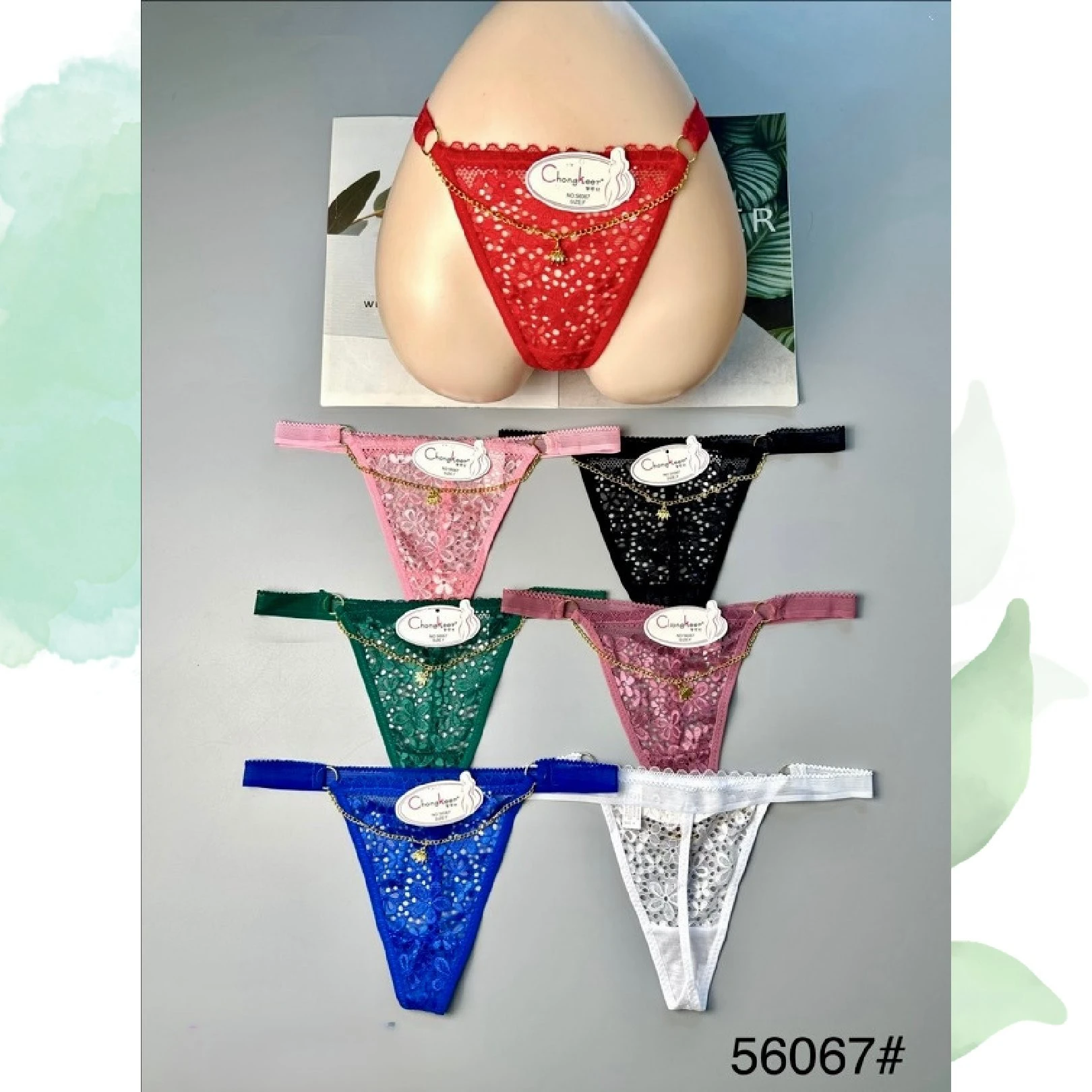 Tangas de encaje con cadena-56067