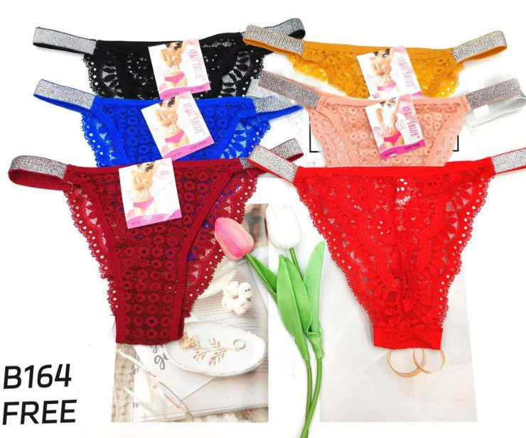 Bragas de encaje con detalles brillantes-B164