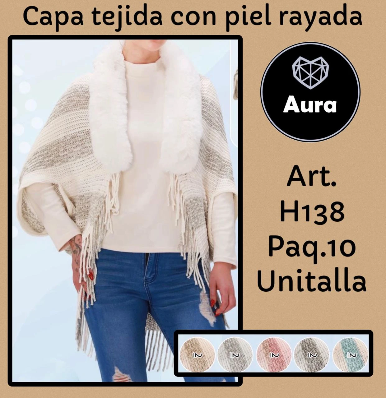 Capa tejida con piel rayada Aura-H138