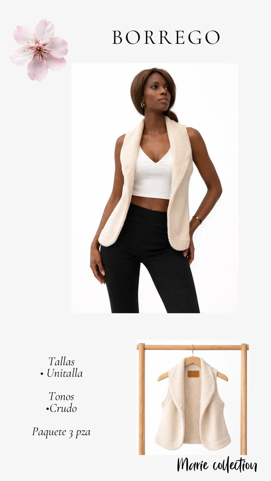 Chaleco de sherpa sin mangas para mujer-491620