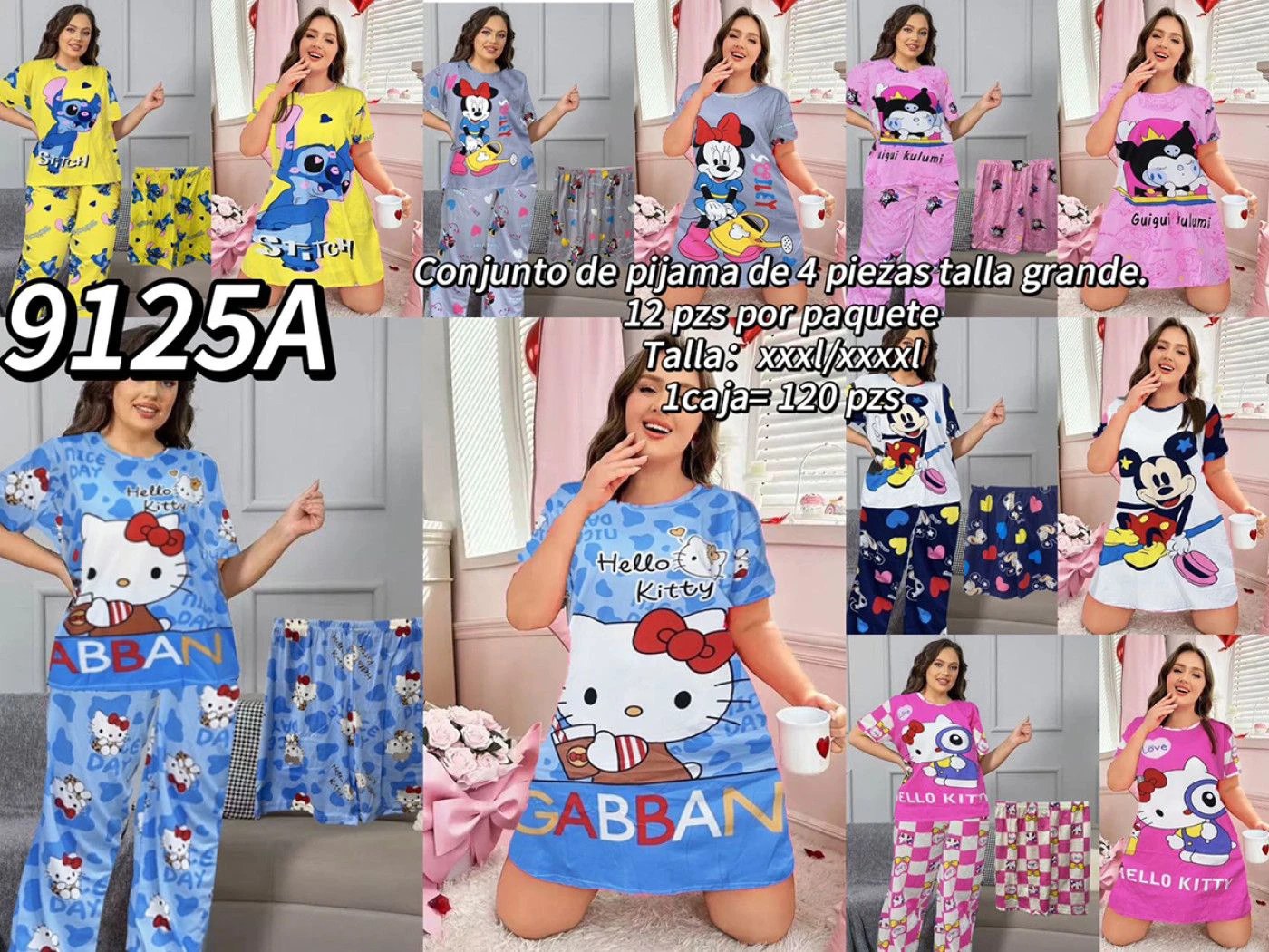 Conjunto de pijama de 4 piezas-9125A