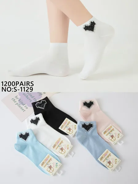 Calcetines de tobillo con diseño de corazón-S-1129