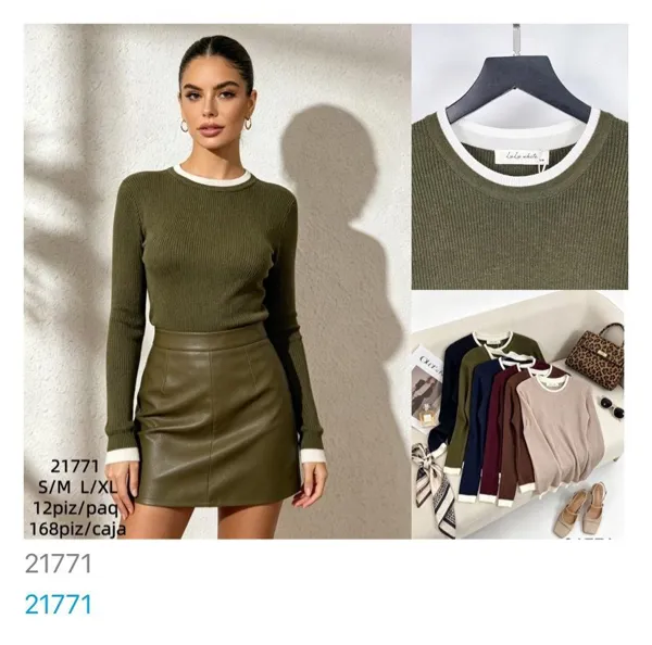 Blusa de punto con ribete-21771