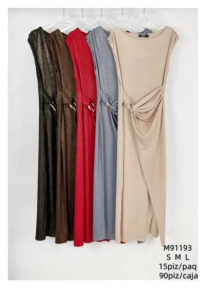 Vestido largo con detalle anudado en la cintura-M91193