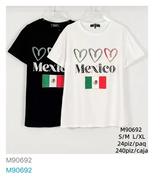 Playera de México con corazones-M90692