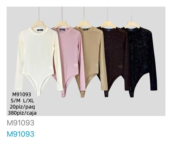 Body de manga larga con brillos-M91093