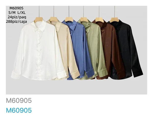 Camisa de manga larga con brillo-M60905