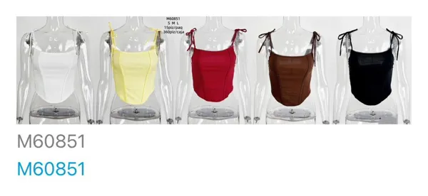 Top estilo corsé con tirantes anudados-M60851