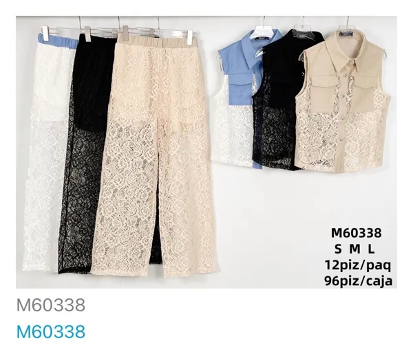 Conjunto de Pantalón y Chaleco de Encaje-M60338