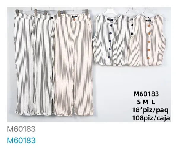 Conjunto a rayas con top y pantalón-M60183