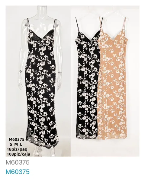 Vestido largo con estampado floral-M60375