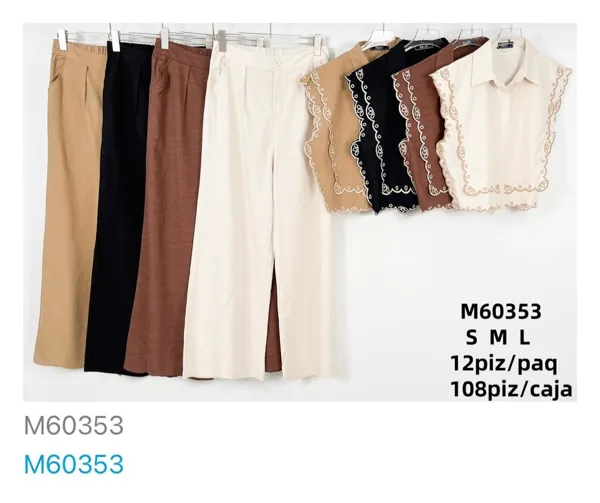 Conjunto de pantalón y blusa con detalles-M60353