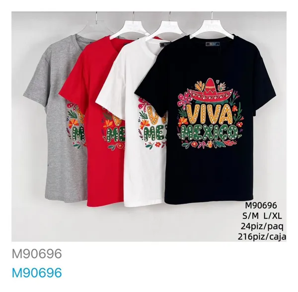 Playera Viva México con Sombrero-M90696