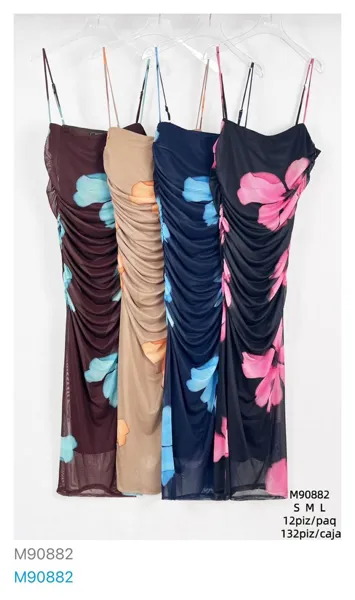 Vestido corto entallado con estampado floral-M90882