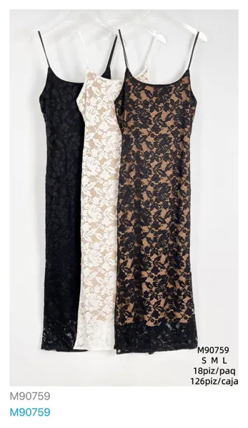 Vestido de encaje de tirantes-M90759