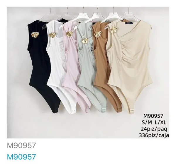 Bodysuit drapeado con broche-M90957