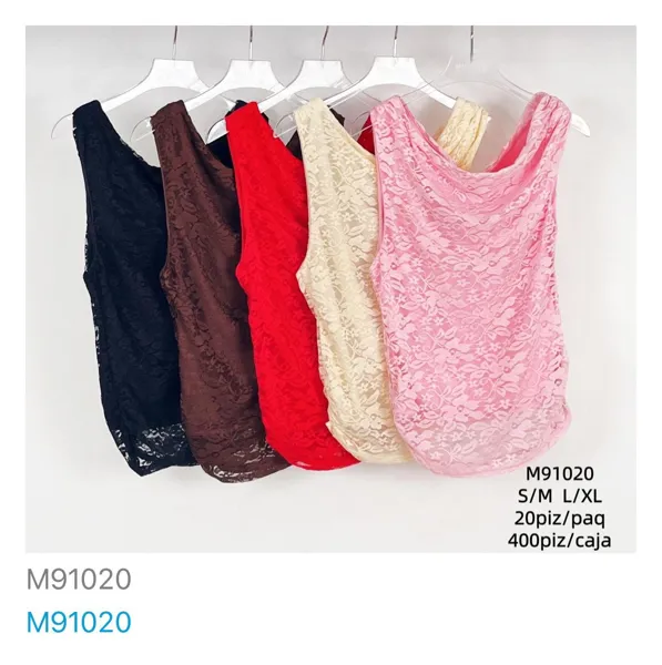 Tops de encaje sin mangas-M91020
