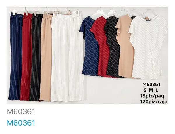 Conjunto de Blusa y Pantalón de Rayas-M60361