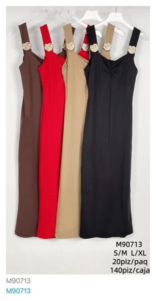 Vestido largo con detalle en tirantes-M90713