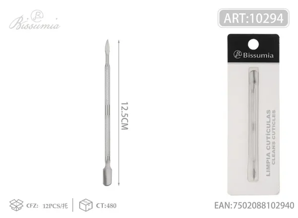 Empujador de uñas de acero de doble cabeza acabado espejo 12.6cm