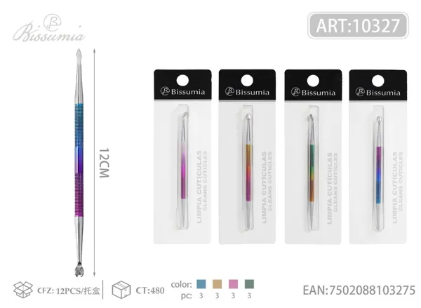 1PCS Doble cabeza para cutículas acabado espejo doble color electrochapado