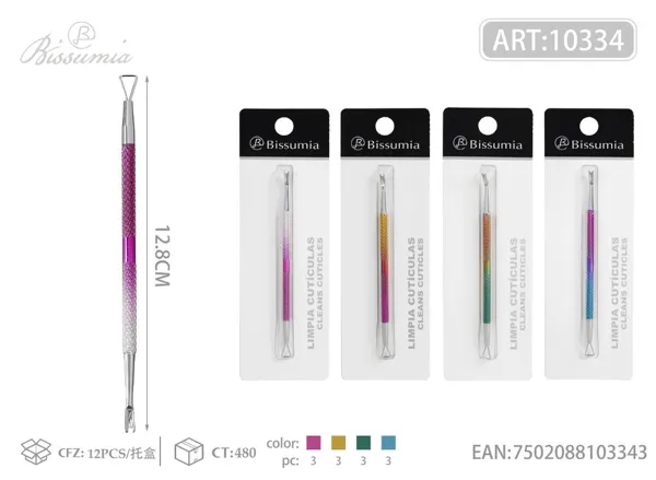 1PCS Doble cabeza para cutículas y removedor de esmalte doble color espejo doble color electrochapado