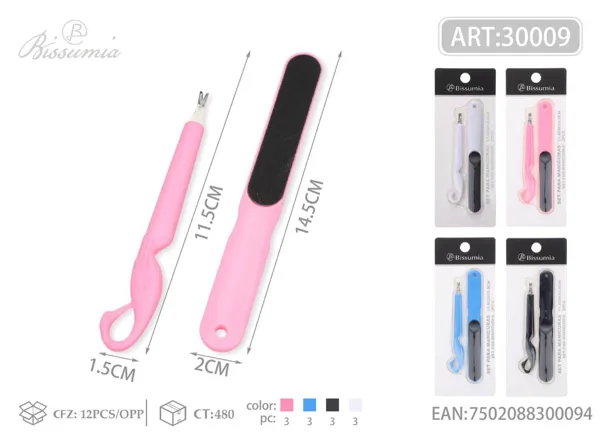 Tenacilla para cutículas 11.5cm + lima 14.5cm set de 2 piezas