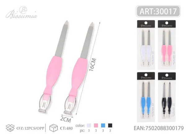 Lima doble + tenacilla 16cm 2pc