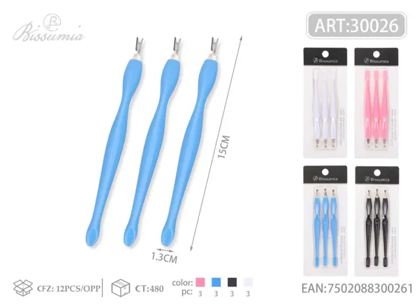 Tenacilla para cutículas 15cm 3pc