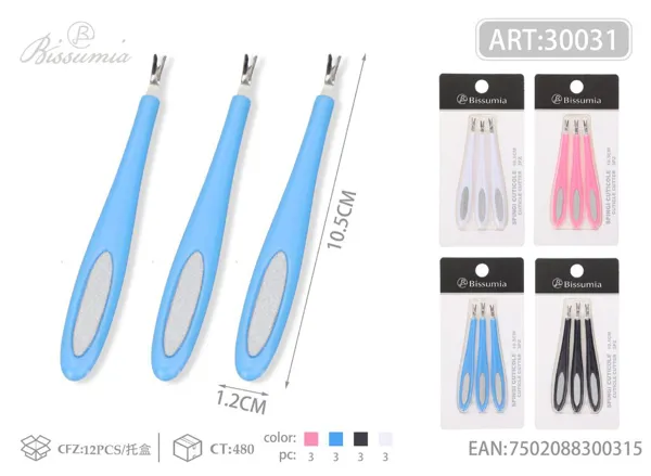 Tenacilla para cutículas 10.5cm 3pc