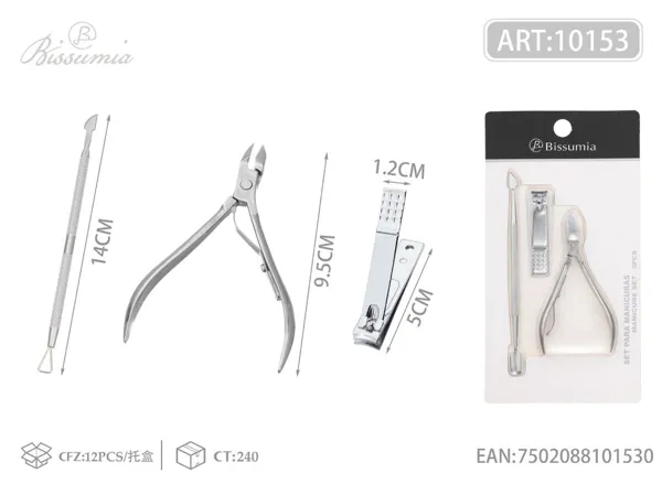 Set de cortaúñas con doble cabezal (cuchilla tipo guan dao) + espejo + cuadrícula pequeña + 10 pinzas