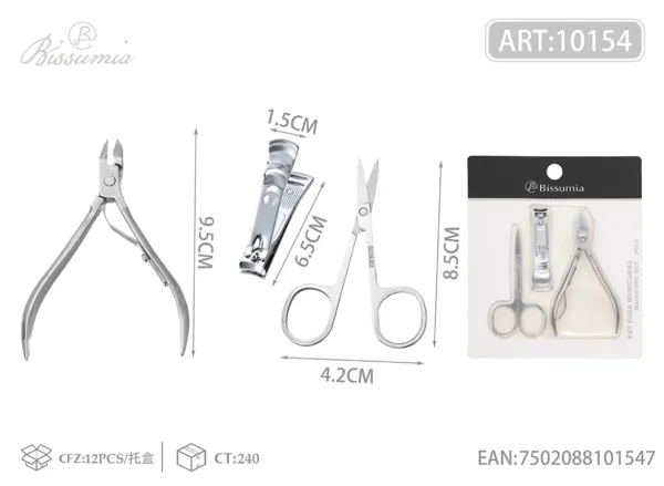 Empujador de cutículas de doble cabezal + espejo + carita sonriente + 10 pinzas
